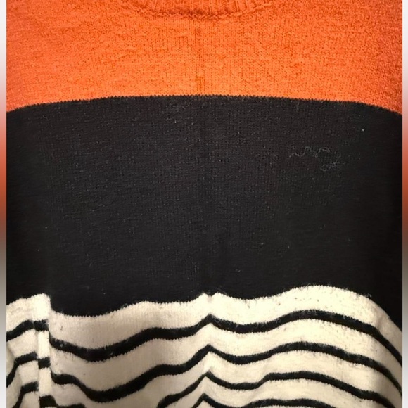 Emery Rose Orange and Black Striped Women's Sweater - Picture 5 of 7